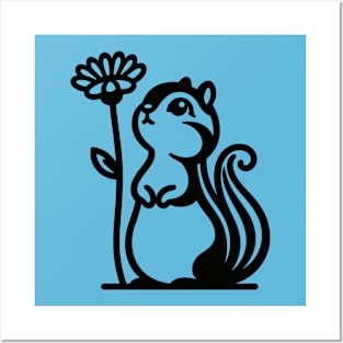 Chipmunk with Flower Posters and Art